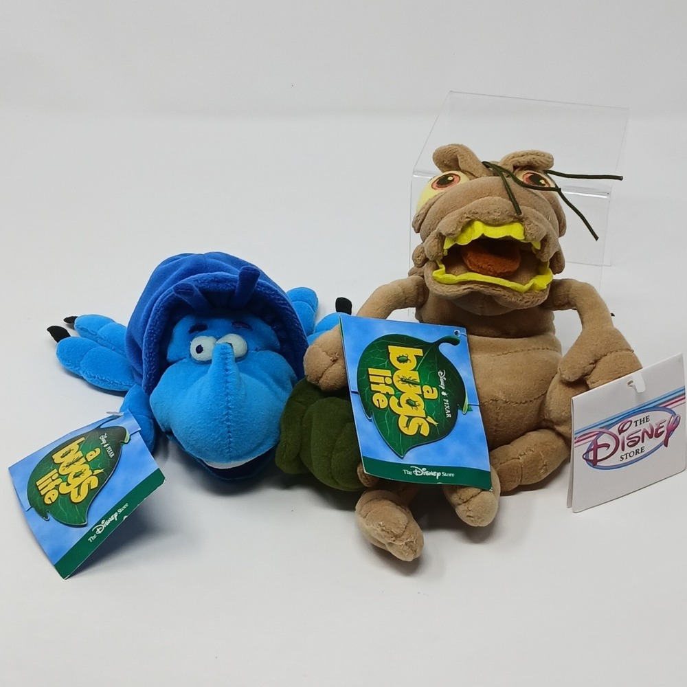 The Disney Store Pixar A Bug's Life P. T. Flea and Dim the Beetle Bean Bag Plush